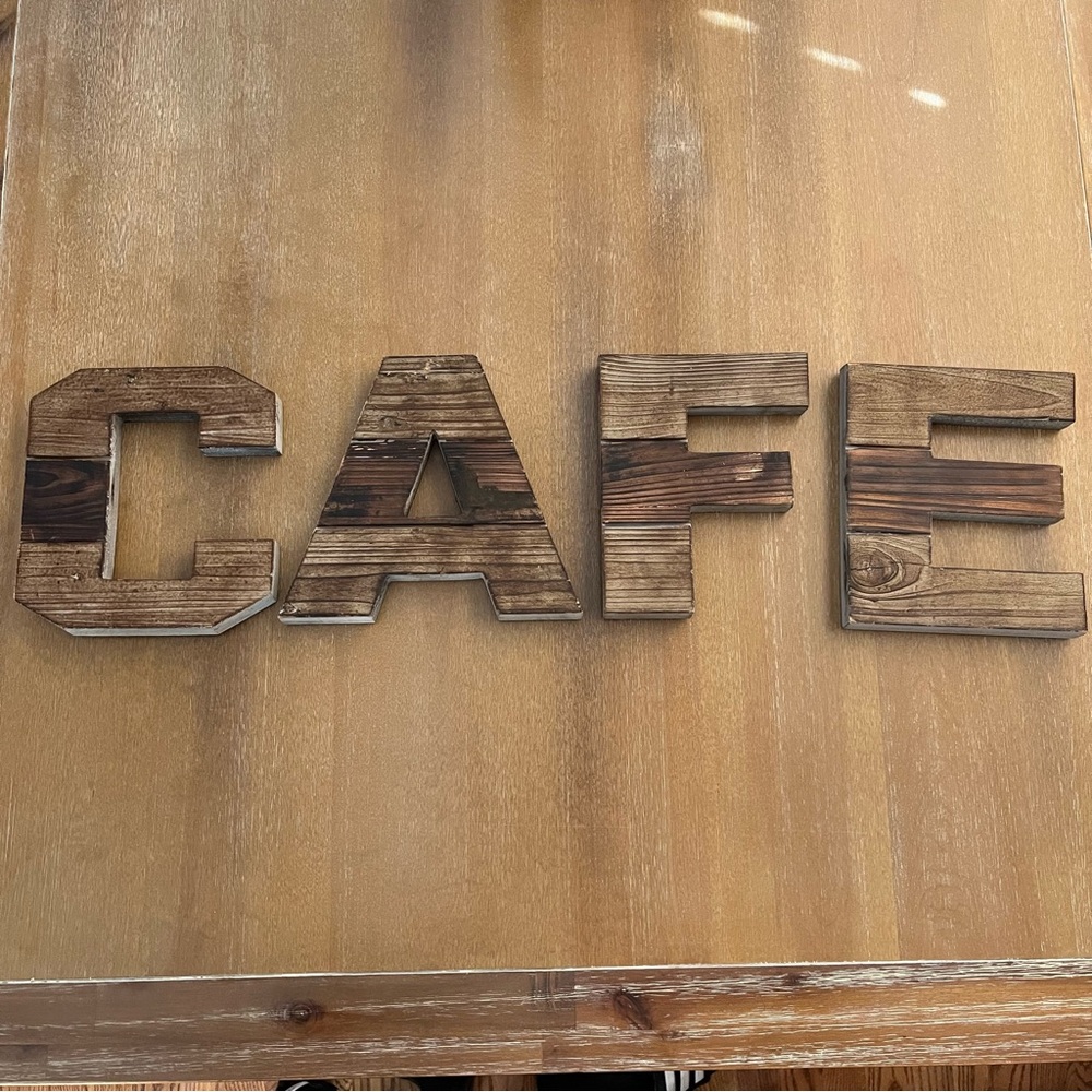 Set of 4 Wooden 8 inch letters spelling cafe